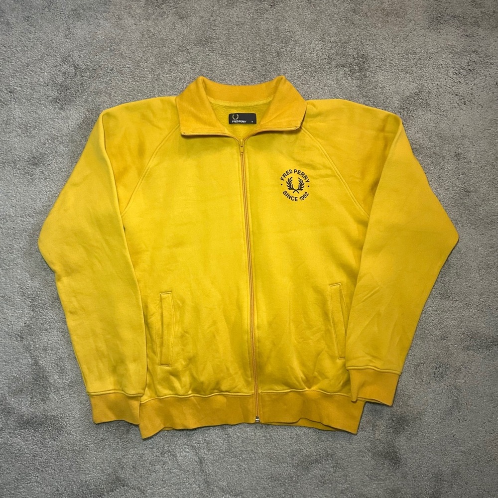 Fred Perry Track Jacket Mens M Yellow Full Zip Raglan Sample J3388